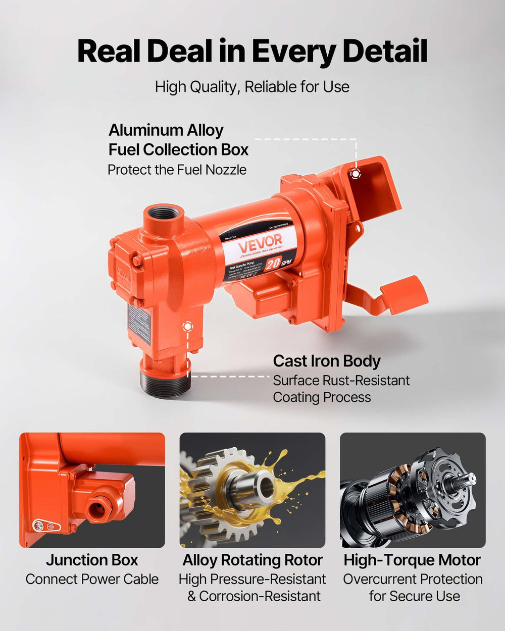 VEVOR Fuel Transfer Pump, 12V DC 20 GPM 1/4 HP Diesel Pump, Extractor Pumps with Manual Nozzle, Discharge Hose and Suction Pipe, for Gasoline, Diesel, Kerosene, Ethanol-Methanol Blends & Biodiesel