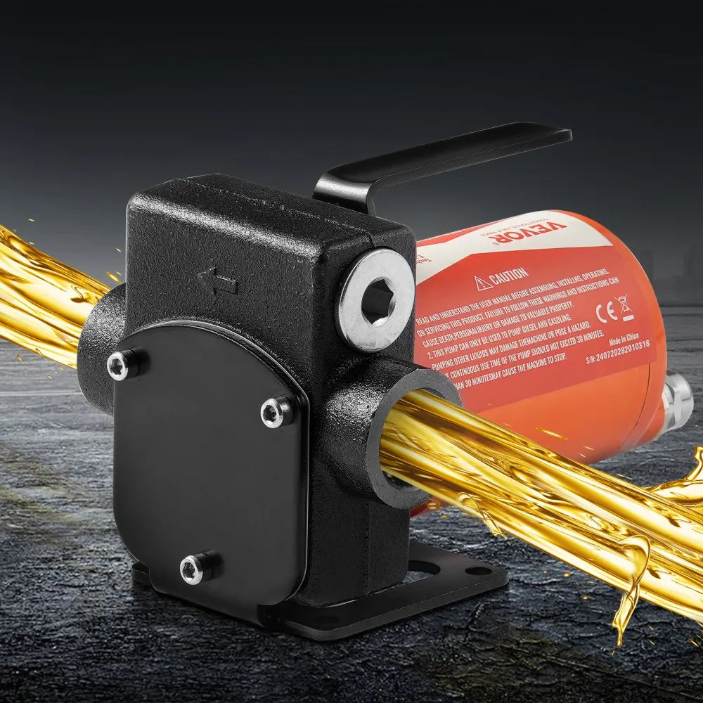 VEVOR Fuel Transfer Pump, 12V DC 5.3 GPM 1/10 HP, Portable Electric Diesel Transfer Pump with Auto Shut-Off Fuel Nozzle, Long Inlet & Outlet Hose for Gasoline, Diesel, Kerosene, Methanol Blends