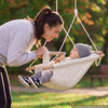 VEVOR Baby Swing 66 lbs Weight Capacity 3 Modes Canvas Hammock Swing White, for Indoor and Outdoor, 5-Point Harness and Tree Straps, Wooden Hanging Seat with Integrated Cushion for Baby to Toddler