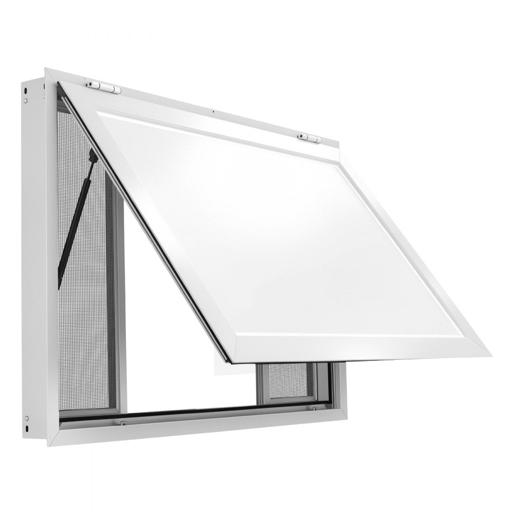 VEVOR Concession Window 48x36 in Aluminum Alloy Frame Service Window, for Food Truck, Up to 85 Degrees Stand Serving with 4 Sliding Screen Windows, Awning Door and Drag Hook, Rainwater Resistant