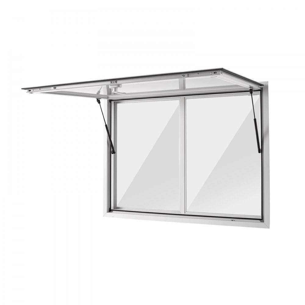 VEVOR Concession Window 48x36 in Aluminum Alloy Service Window, for Food Truck, Up to 85 Degrees Stand Serving with 2 Sliding Acrylic Windows, Awning Door and Drag Hook, Rainwater Resistant