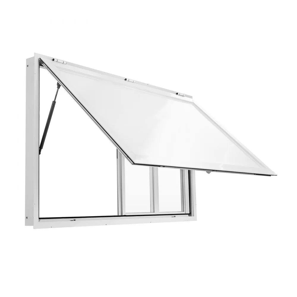 VEVOR Concession Window 60x36 in Aluminum Alloy Service Window, for Food Truck, Up to 85 Degrees Stand Serving with 4 Sliding Acrylic Windows, Awning Door and Drag Hook, Rainwater Resistant