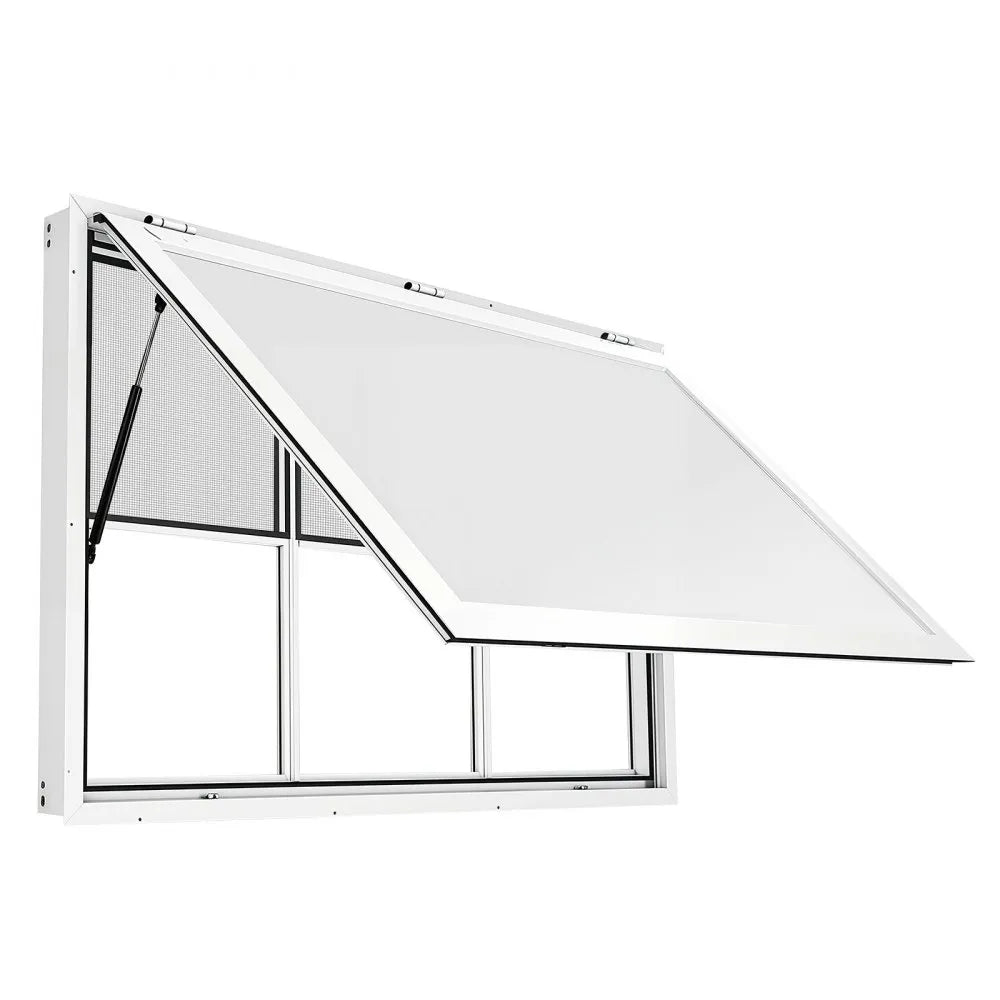 VEVOR Concession Window 60x36 in Aluminum Alloy Service Window, for Food Truck, Up to 85 Degrees Stand Serving with 3 Fixed & 3 Sliding Windows, Awning Door and Drag Hook, Rainwater Resistant