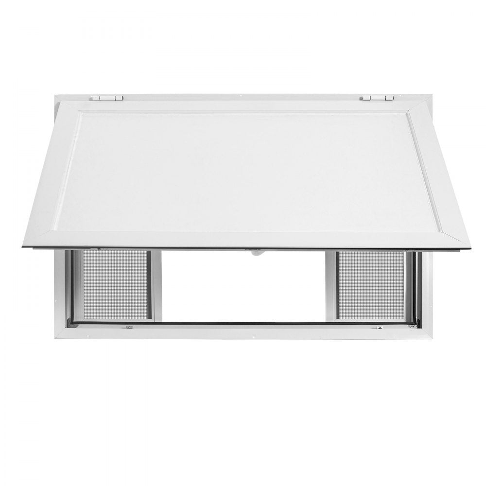 VEVOR Concession Window 60x36 in Aluminum Alloy Frame Service Window, for Food Truck, Up to 85 Degrees Stand Serving with 4 Sliding Screen Windows, Awning Door and Drag Hook, Rainwater Resistant