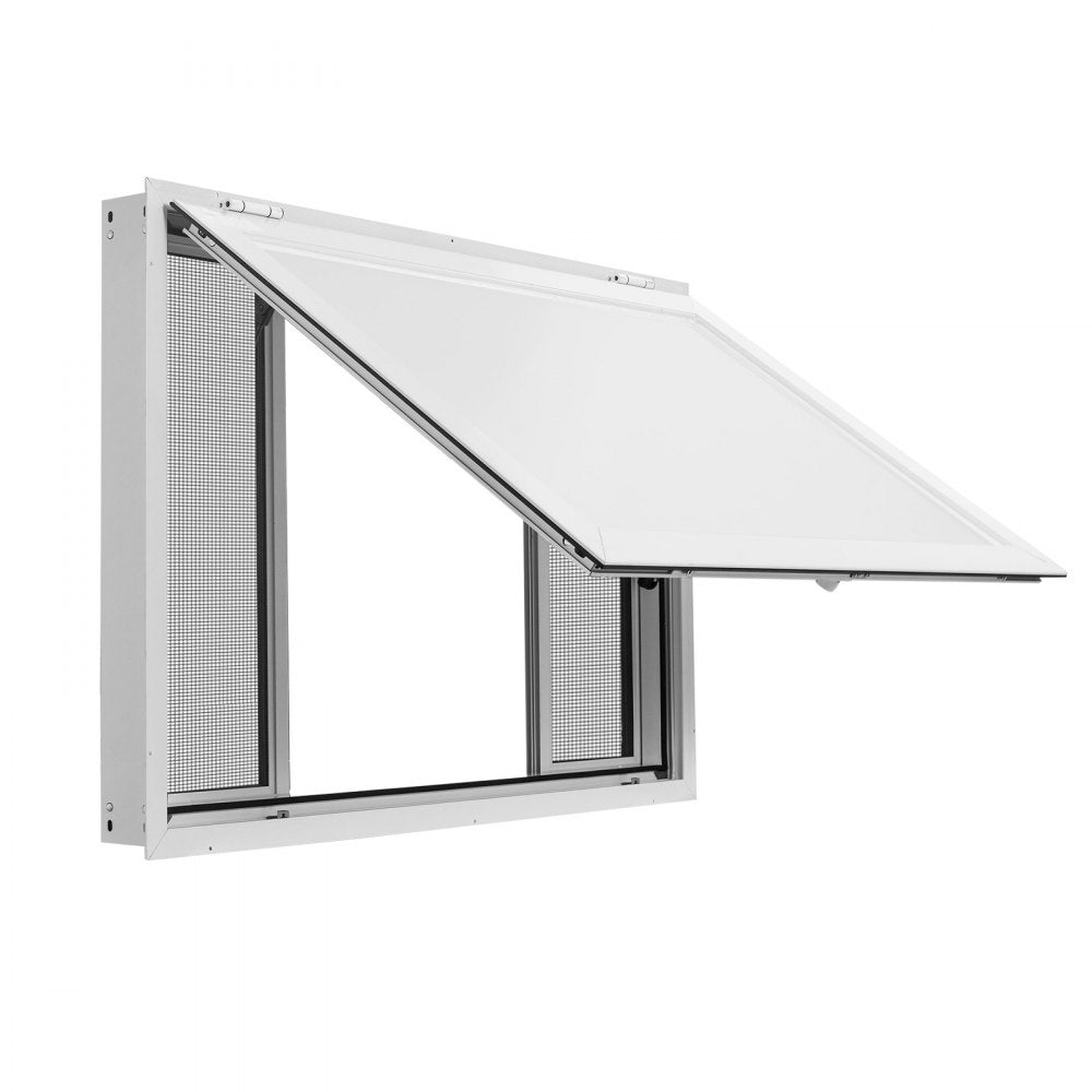 VEVOR Concession Window 60x36 in Aluminum Alloy Frame Service Window, for Food Truck, Up to 85 Degrees Stand Serving with 4 Sliding Screen Windows, Awning Door and Drag Hook, Rainwater Resistant