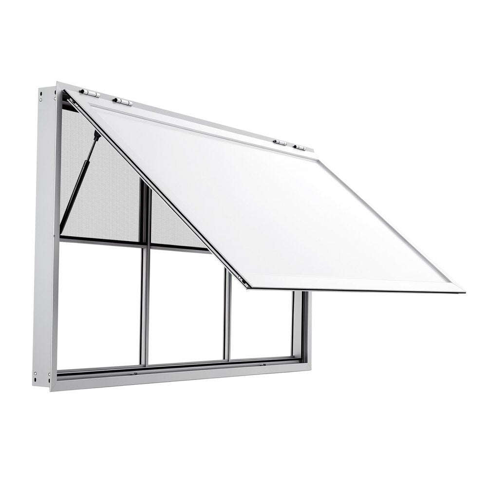 VEVOR Concession Window 64x40 in Aluminum Alloy Service Window, for Food Truck, Up to 85 Degrees Stand Serving with 3 Fixed & 3 Sliding Windows, Awning Door and Drag Hook, Rainwater Resistant