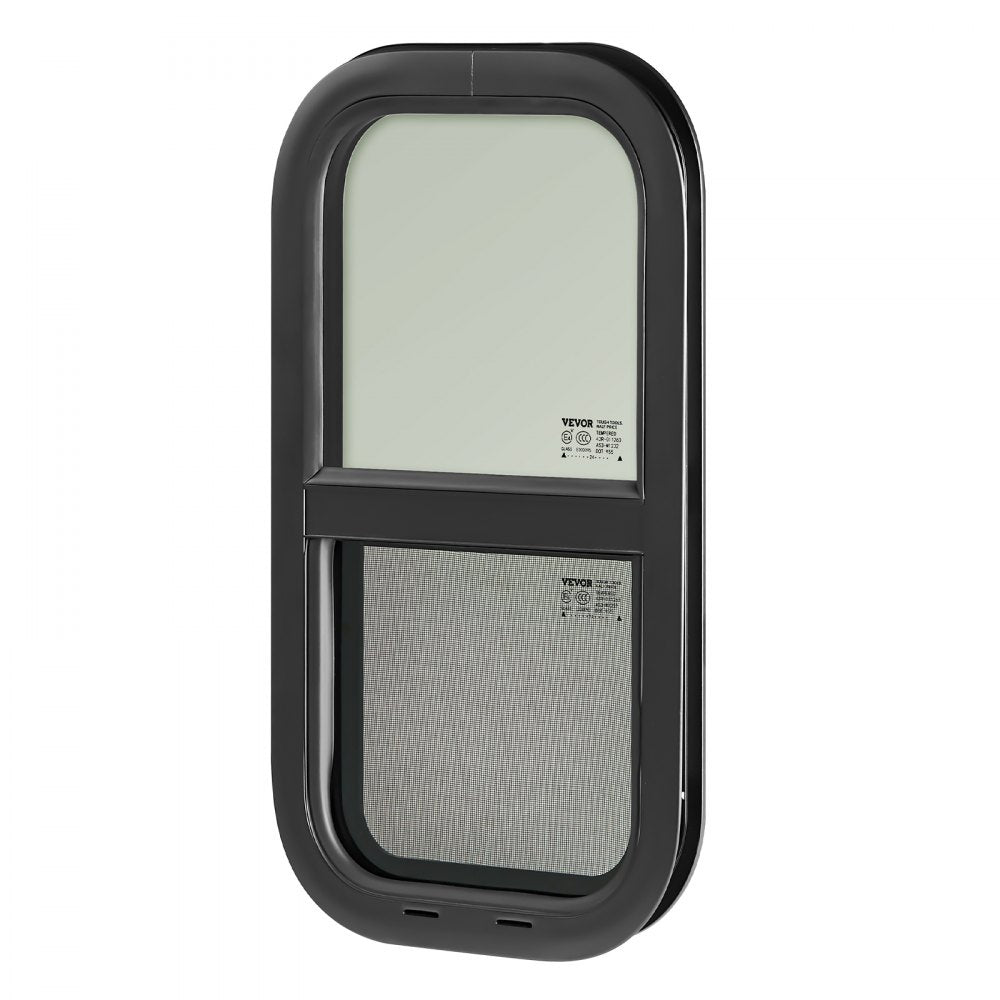 VEVOR Vertical RV Window, 12" W x 22" H Tinted Sliding RV Window with Net Screen & Trim Ring, Fit 15/16" - 1 3/4" Thickness Wall, RV Window Replacement for Teardrop Cargo Trailer Camper, DOT Approved