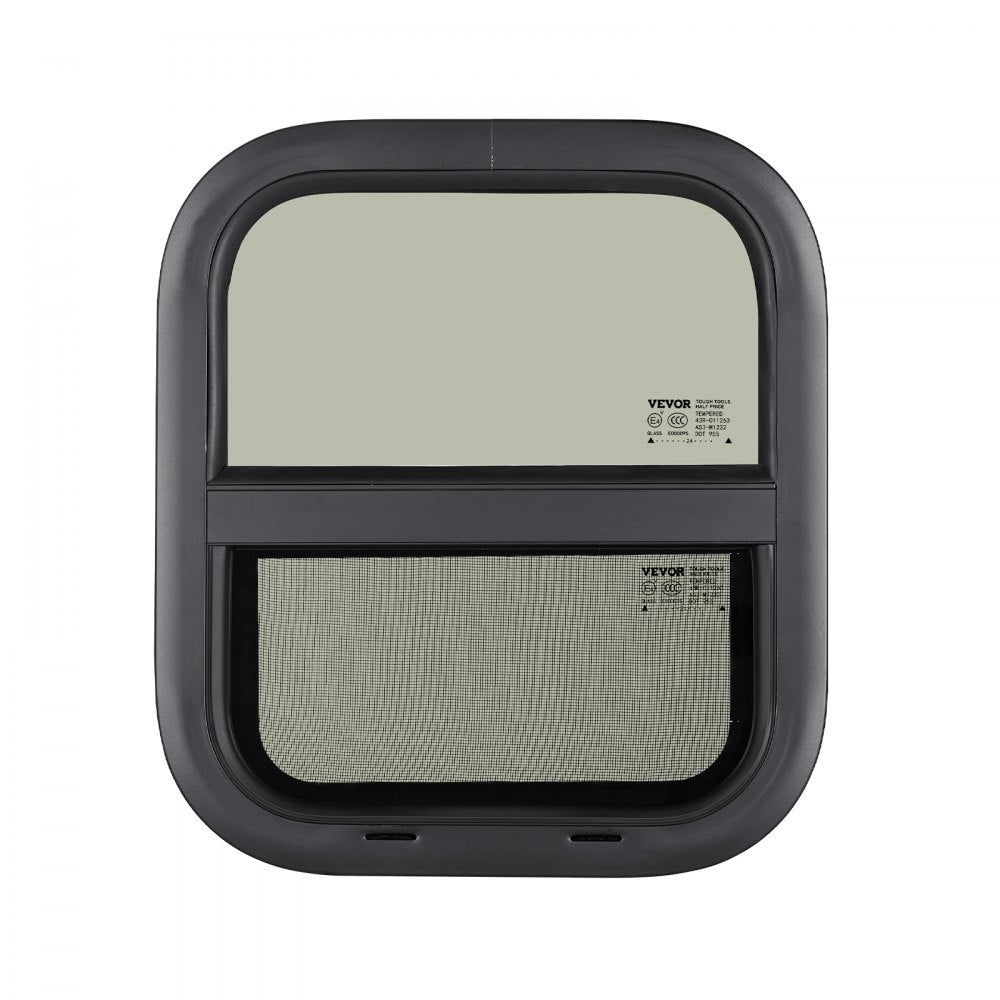 VEVOR Vertical RV Window, 14" W x 16" H Tinted Sliding RV Window with Net Screen & Trim Ring, Fit 15/16" - 1 3/4" Thickness Wall, RV Window Replacement for Teardrop Cargo Trailer Camper, DOT Approved