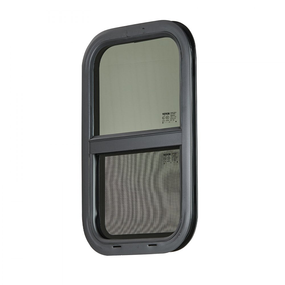VEVOR Vertical RV Window, 14" W x 22" H Tinted Sliding RV Window with Net Screen & Trim Ring, Fit 15/16" - 1 3/4" Thickness Wall, RV Window Replacement for Teardrop Cargo Trailer Camper, DOT Approved