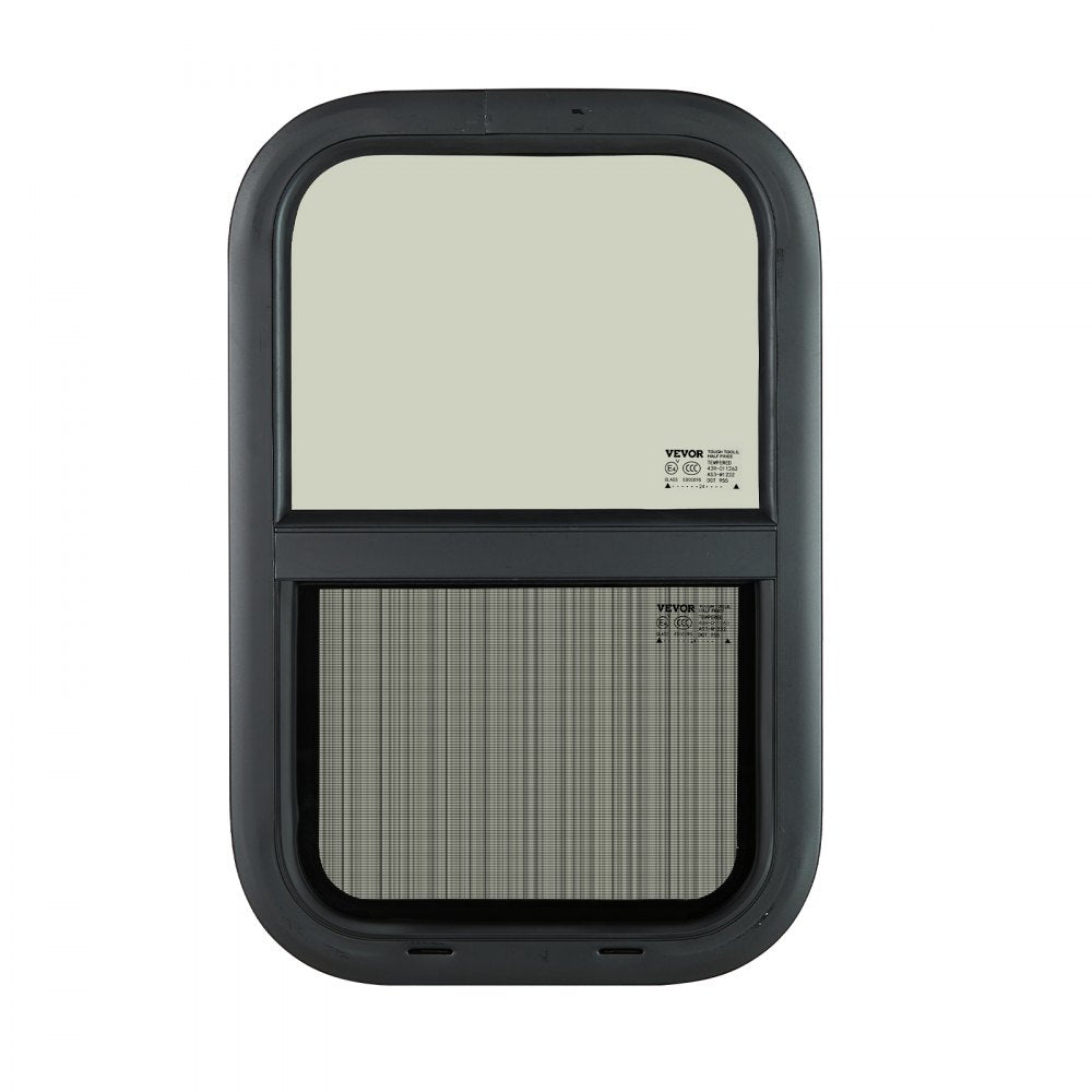VEVOR Vertical RV Window, 14" W x 22" H Tinted Sliding RV Window with Net Screen & Trim Ring, Fit 15/16" - 1 3/4" Thickness Wall, RV Window Replacement for Teardrop Cargo Trailer Camper, DOT Approved