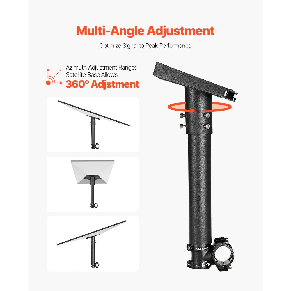 VEVOR Starlink RV Ladder Mount, 360°Adjustable Angle Mounting Standard Gen 3 Pipe Kit, Heavy-Duty Steel Extra Short Starlink RV Ladder Adapter, Compatible with Gen3 and V3, Easy to Assembly, Black