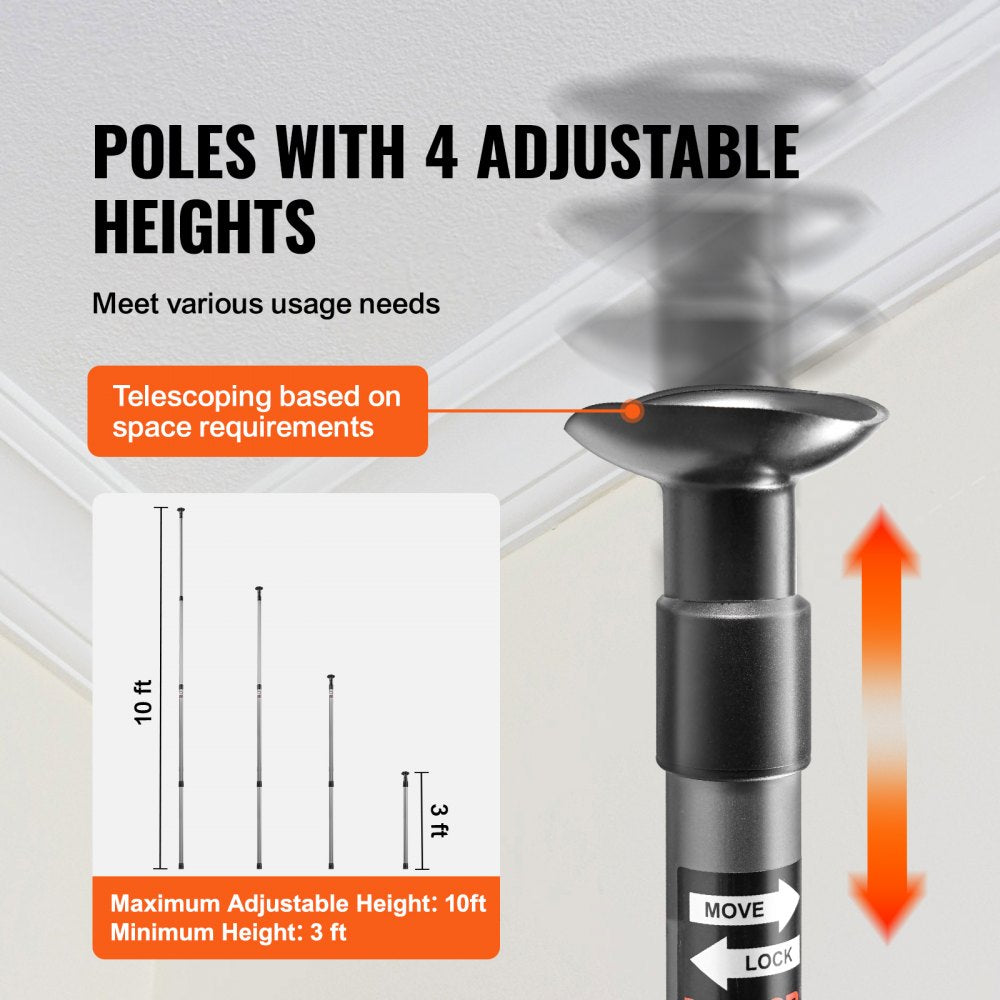 VEVOR Dust Barrier Poles, Carry Bag, 10 Ft Poles with 4 Telescoping Poles, and 32.8x13.12 Ft Plastic Film, for Interior Decoration and Painting Projects