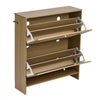 VEVOR Rattan Shoe Cabinet, 16 Pairs, 2 Flip Drawers, Adjustable Shelves for Entryway, Hallway and Living Room, Freestanding Narrow Shoes Wooden Rack, with 80 lb Top Surface and Tip-Over Restraint
