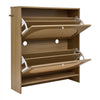 VEVOR Rattan Shoe Cabinet, 16 Pairs, 2 Flip Drawers, Adjustable Shelves for Entryway, Hallway and Living Room, Freestanding Narrow Shoes Wooden Rack, with 80 lb Top Surface and Tip-Over Restraint