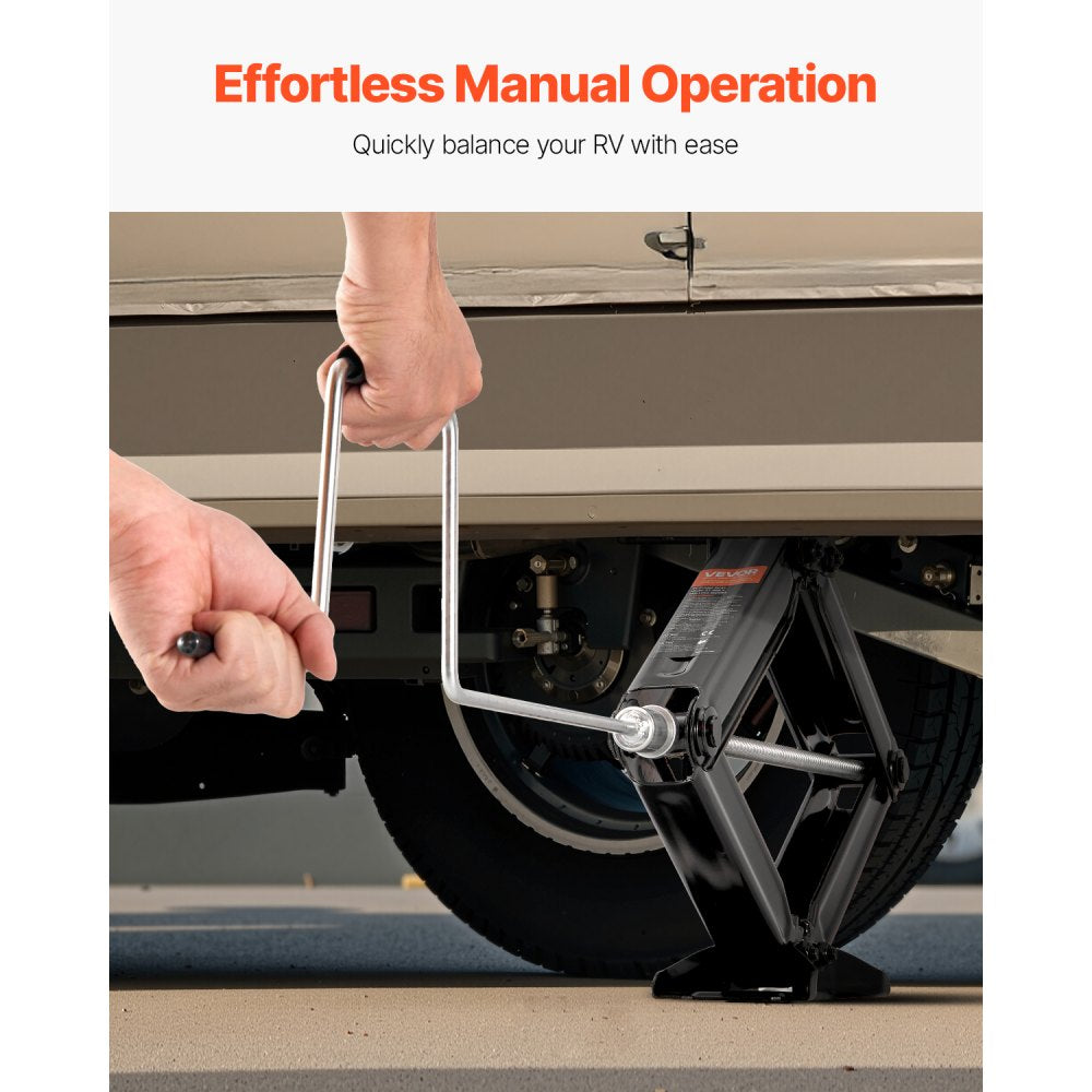 VEVOR 9000 lbs RV Scissor Jacks, 4-23.4 in RV Stabilizer Leveling Scissor Jacks, Set of 2, Heavy Duty Stabilizer Jack with Crank Handle, Socket and Bubble Levels, Not Easily Bent or Deformed