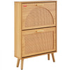 VEVOR Shoe Cabinet with 2 Flip Drawers, Shoe Storage Cabinet for Entryway, Free Standing Shoe Storage Organizer with Rattan Doors for Heels, Boots, Slippers in Hallway, Living Room