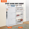 VEVOR Shoe Cabinet with 3 Flip Drawers, Shoe Storage Cabinet for Entryway, Free Standing Shoe Storage Organizer with Side Hooks for Heels, Boots, Slippers in Hallway, Living Room