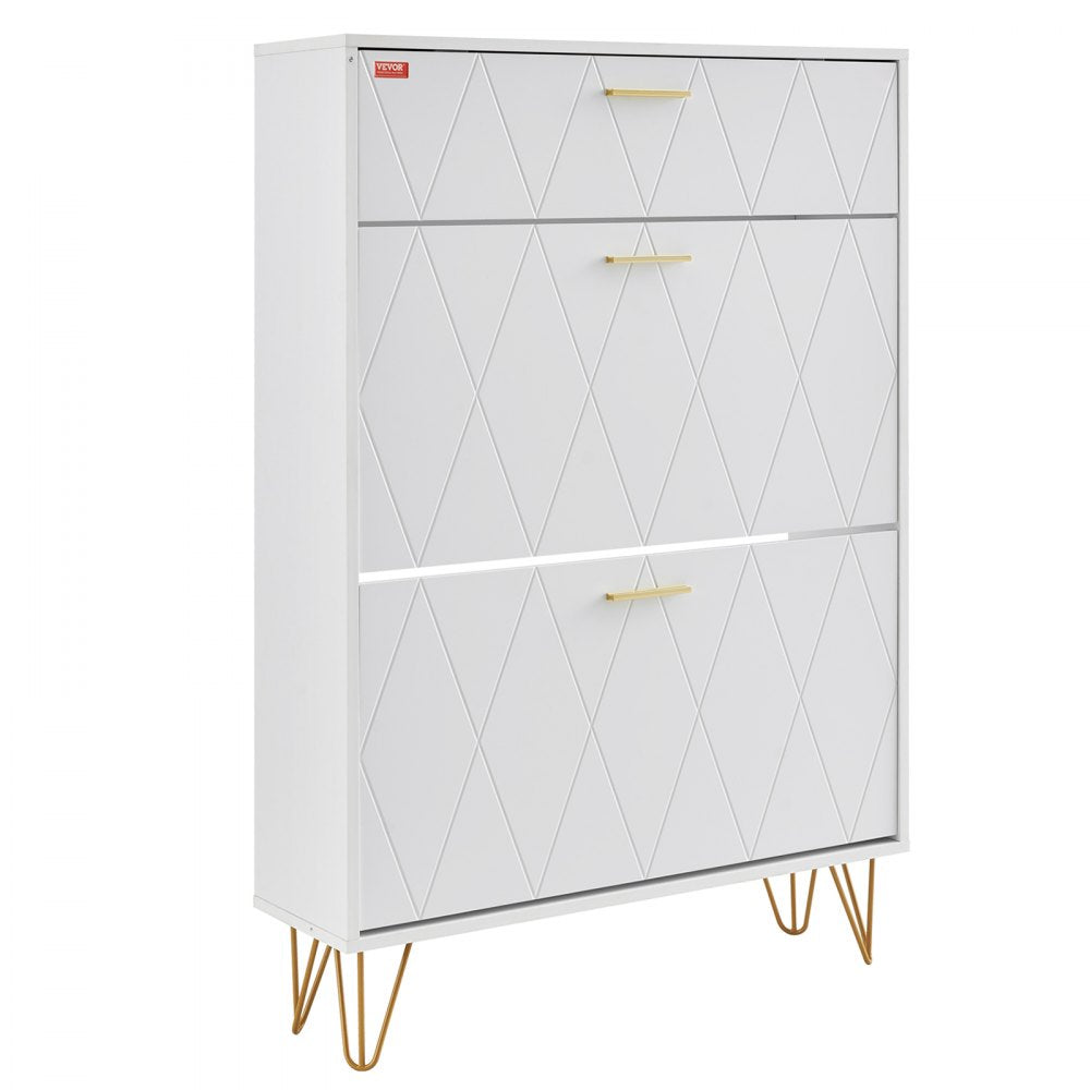 VEVOR Shoe Cabinet with 3 Flip Drawers, Shoe Storage Cabinet for Entryway, Free Standing Shoe Storage Organizer for Heels, Boots, Slippers in Hallway, Living Room
