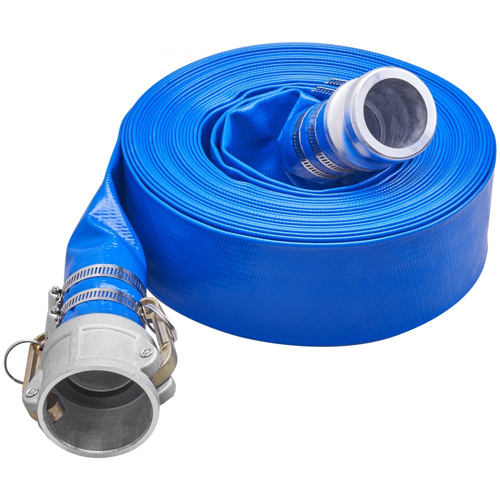 VEVOR Pool Drain Hose, 2 inch by 50 ft, Durable PVC Material, Includes Aluminum Camlock C & E Connectors and Clamps, Fits Pumps and Sand Filters, Ideal for Pool Water Removal, Blue