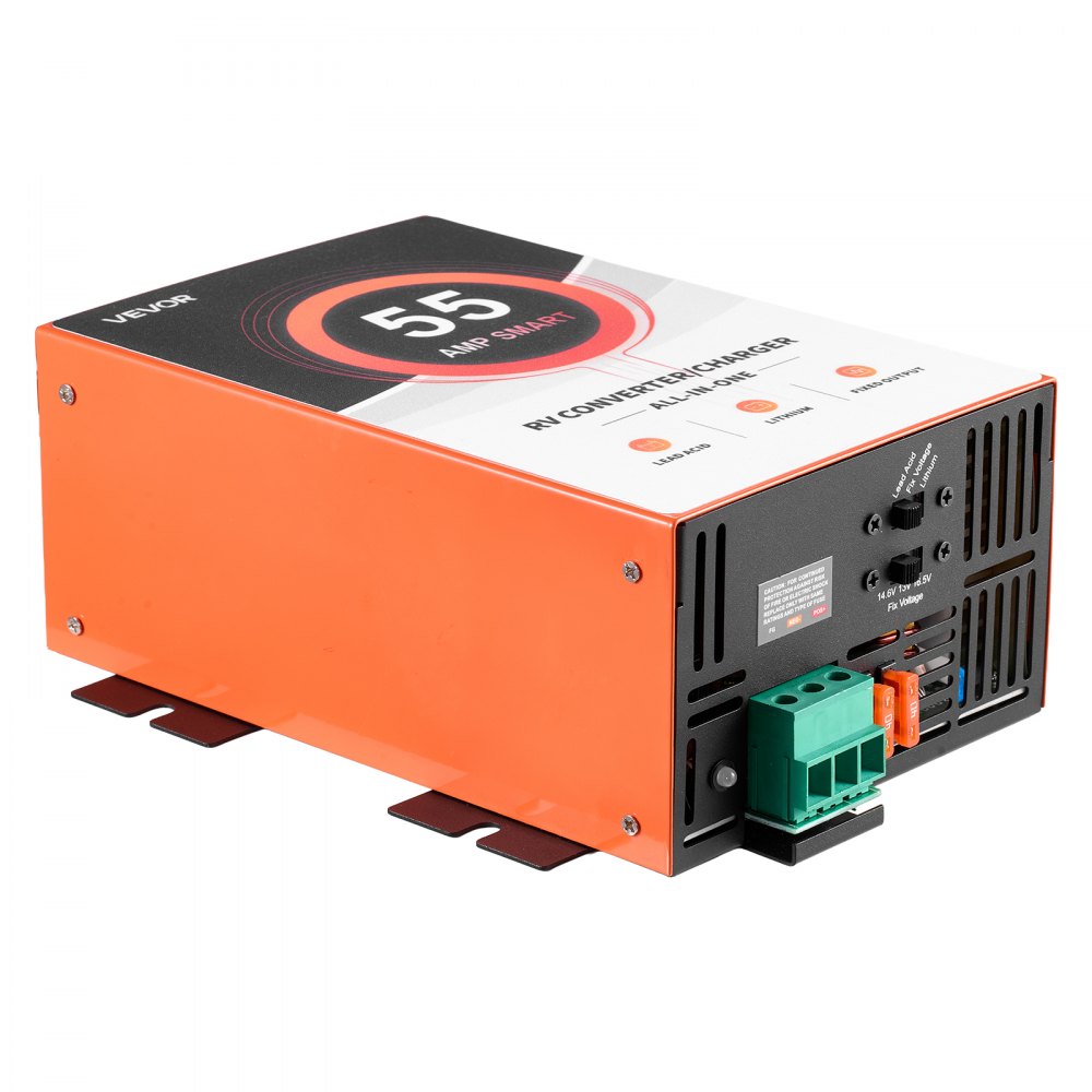VEVOR RV Power Converter, 55 Amp, 110V AC to 12V DC RV Converter Battery Charger, Multi Stage Smart Charging, 13V to 16.5V Operating Range, Compatible with Lithium & Lead Acid Battery, for Camper