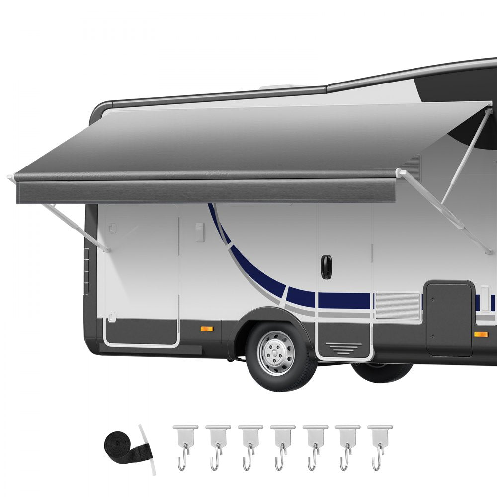 VEVOR RV Awning Fabric Replacement, 15' (Fabric 14'2") 18 oz Heavy-Duty Weatherproof Vinyl Camper Awning Replacement, UPF50+ Protection Waterproof Outdoor Canopy for RV, Motorhome, Trailer, Gray Fade