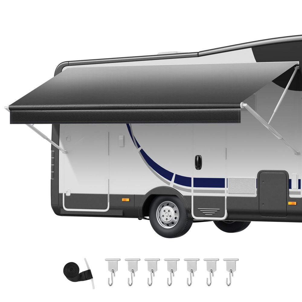 VEVOR RV Awning Fabric Replacement, 15' (Fabric 14'2") 18 oz Heavy-Duty Weatherproof Vinyl Camper Awning Replacement, UPF50+ Protection Waterproof Outdoor Canopy for RV, Motorhome, Trailer, Black Fade