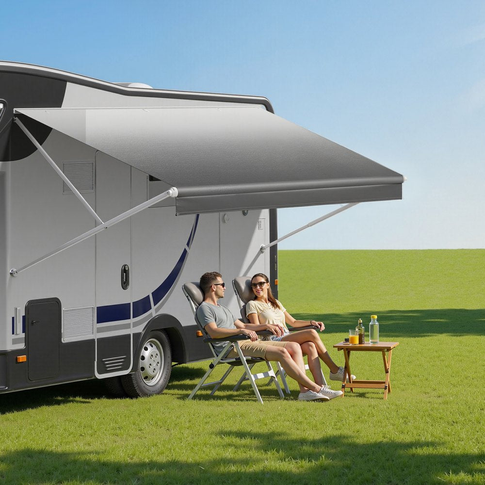 VEVOR RV Awning Fabric Replacement, 16' (Fabric 15'2") 18 oz Heavy-Duty Weatherproof Vinyl Camper Awning Replacement, UPF50+ Protection Waterproof Outdoor Canopy for RV, Motorhome, Trailer, Gray Fade