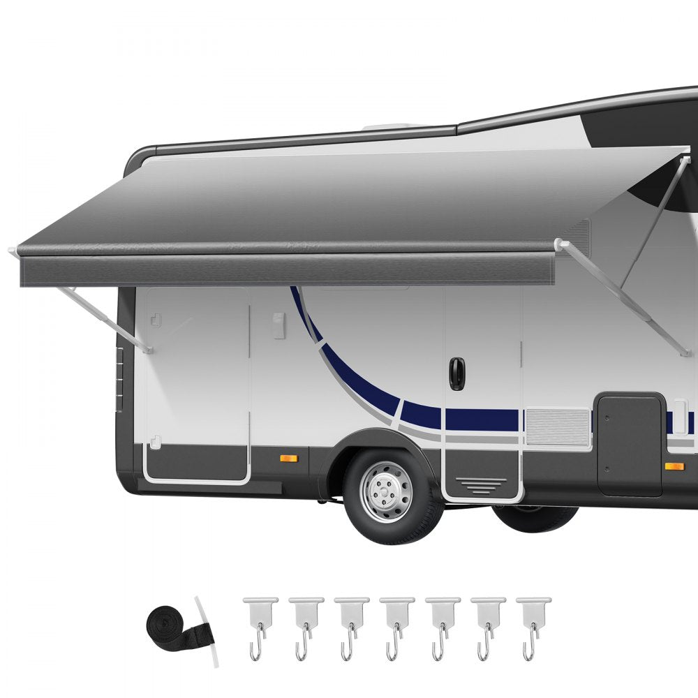 VEVOR RV Awning Fabric Replacement, 18' (Fabric 17'2") 18 oz Heavy-Duty Weatherproof Vinyl Camper Awning Replacement, UPF50+ Protection Waterproof Outdoor Canopy for RV, Motorhome, Trailer, Gray Fade