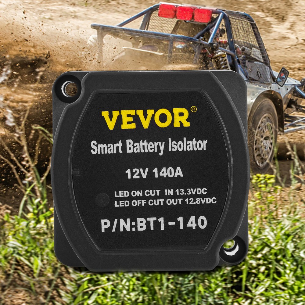 VEVOR Dual Battery Isolation Kit, 6m 12V, Auto Split Charge Relay System with 140AMP VSR, Fits RVs, Marine Crafts, Cars, Trucks, Caravans, Campers, Yachts, ATVs, UTVs, and Boats Workshop