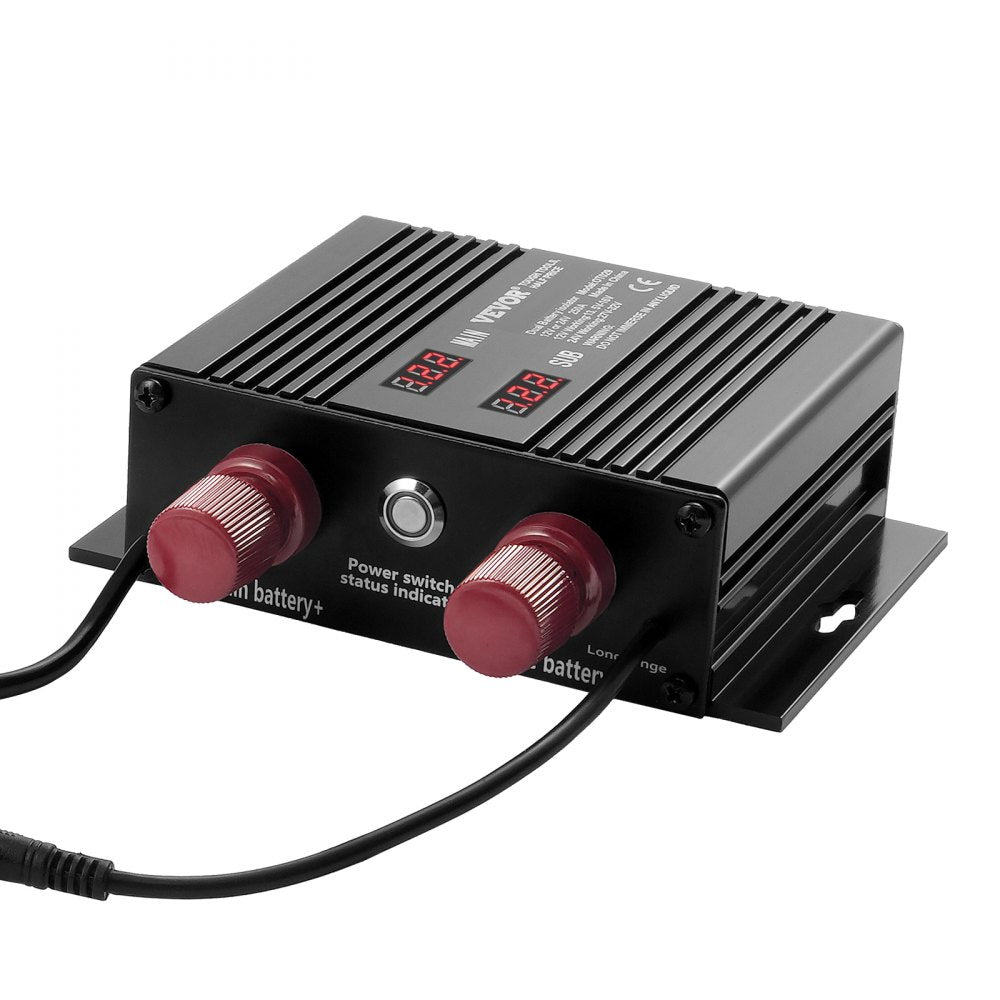 VEVOR 250 AMP Dual Battery Smart Isolator, 12V/24V, Universal VSR Voltage Sensitive Relay Battery Isolator Intelligent with LCD Screen, for Car Truck ATV RV Battery Starter Controller Power Switch