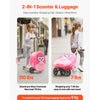 VEVOR Ride-on Luggage, 20 L Capacity, 20 Inches Kids Scooter Suitcase with Flash PU Wheels, Adjustable Handle & TPR Non-Slip Grip, Foldable & Lightweight Scooter Luggage for Kids Aged 5+, Pink