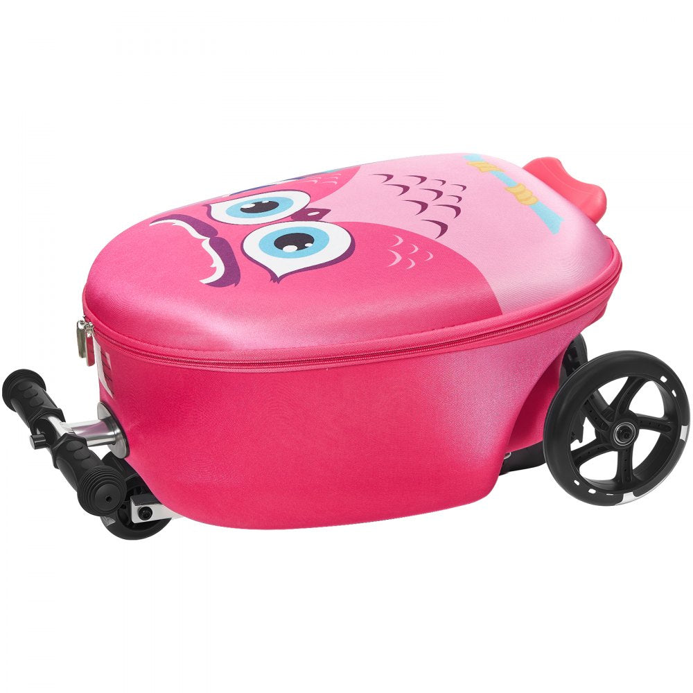 VEVOR Ride-on Luggage, 20 L Capacity, 20 Inches Kids Scooter Suitcase with Flash PU Wheels, Adjustable Handle & TPR Non-Slip Grip, Foldable & Lightweight Scooter Luggage for Kids Aged 5+, Pink