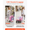 VEVOR Ride-on Luggage, 20 L Capacity, 20 Inches Kids Scooter Suitcase with Flash PU Wheels, Adjustable Handle & TPR Non-Slip Grip, Foldable & Lightweight Scooter Luggage for Kids Aged 5+, Purple