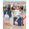 VEVOR Ride-on Luggage, 26 L Capacity, 18 Inches Tow Along Toddler Carry on Luggage with Wheels, Adjustable Shoulder Strap, Lightweight Kids Riding Suitcase for Boys & Girls Aged 3+, Blue & White