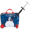 VEVOR Ride-on Luggage, 26 L Capacity, 18 Inches Tow Along Toddler Carry on Luggage with Wheels, Adjustable Shoulder Strap, Lightweight Kids Riding Suitcase for Boys & Girls Aged 3+, Blue & White