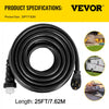 VEVOR 25Ft 50 Amp Generator Extension Cord STW 6/3 + 8/1 Generator Cord 125V 250V Generator Power Cord N14-50P & SS2-50R & CS6364 Twist Lock Connectors Tested to UL Standards