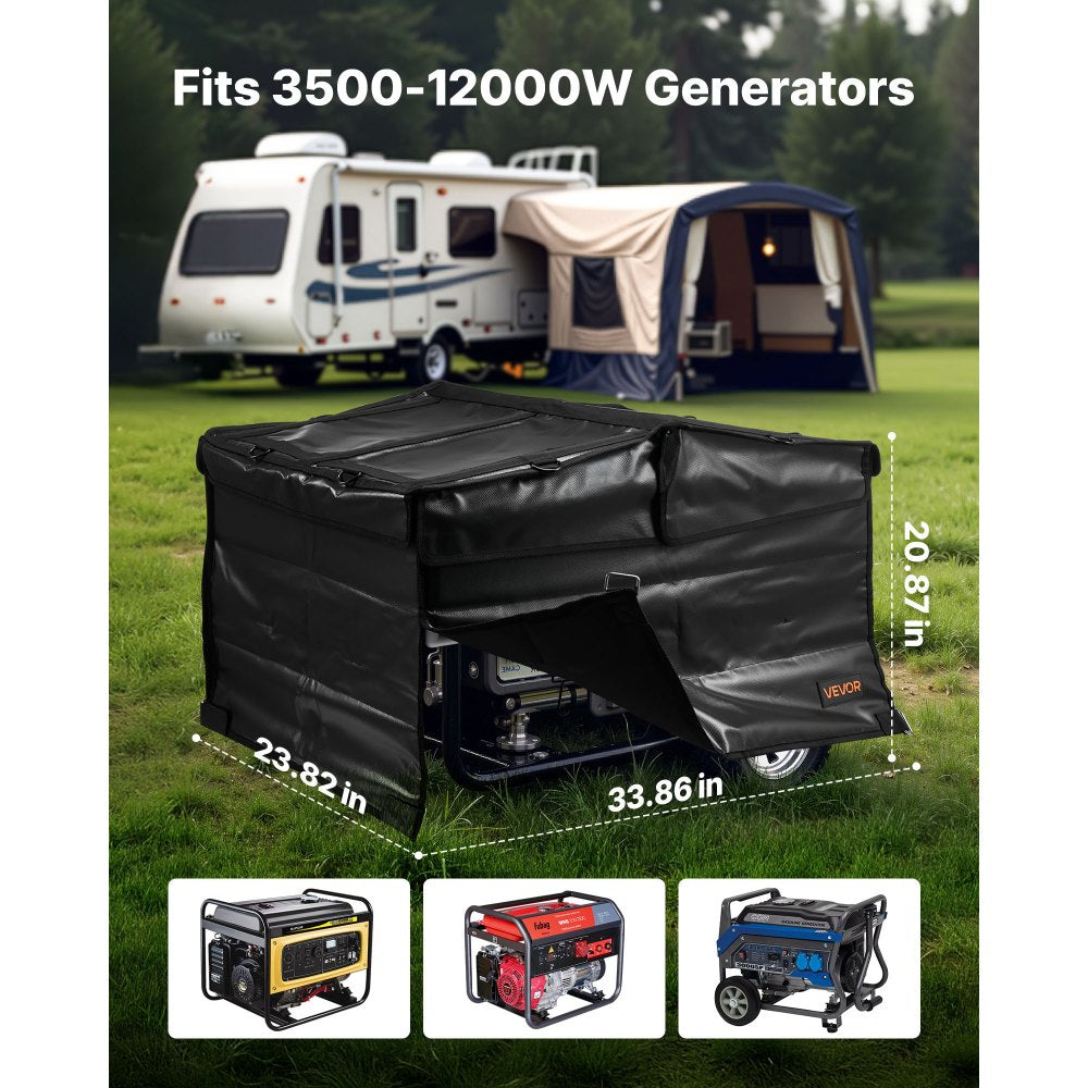 VEVOR Generator Cover, 34 x 24 x 21 Inch Waterproof Universal Generator Cover for Most Generators 3500-12000 Watt, Portable Generator Running Cover with Heavy Duty Thicken 420D Oxford Fabric, Black