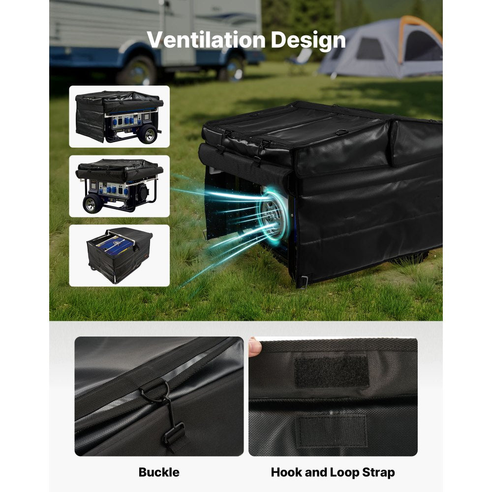VEVOR Generator Cover, 34 x 24 x 21 Inch Waterproof Universal Generator Cover for Most Generators 3500-12000 Watt, Portable Generator Running Cover with Heavy Duty Thicken 420D Oxford Fabric, Black