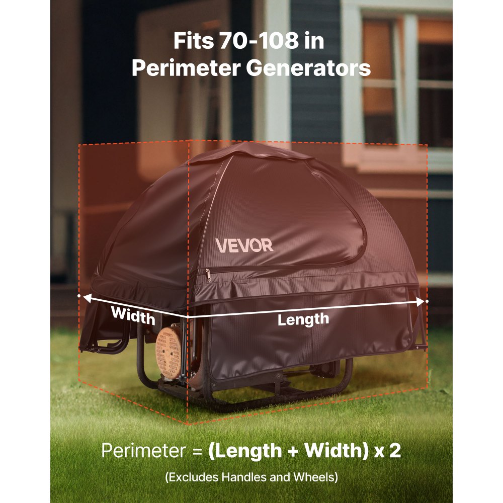 VEVOR Generator Cover, 36 x 26 x 26 Inch Waterproof Universal Generator Cover for Most Generators 70-108 Inches Perimeter, Portable Generator Running Cover with Heavy Duty Thicken Oxford Fabric, Black