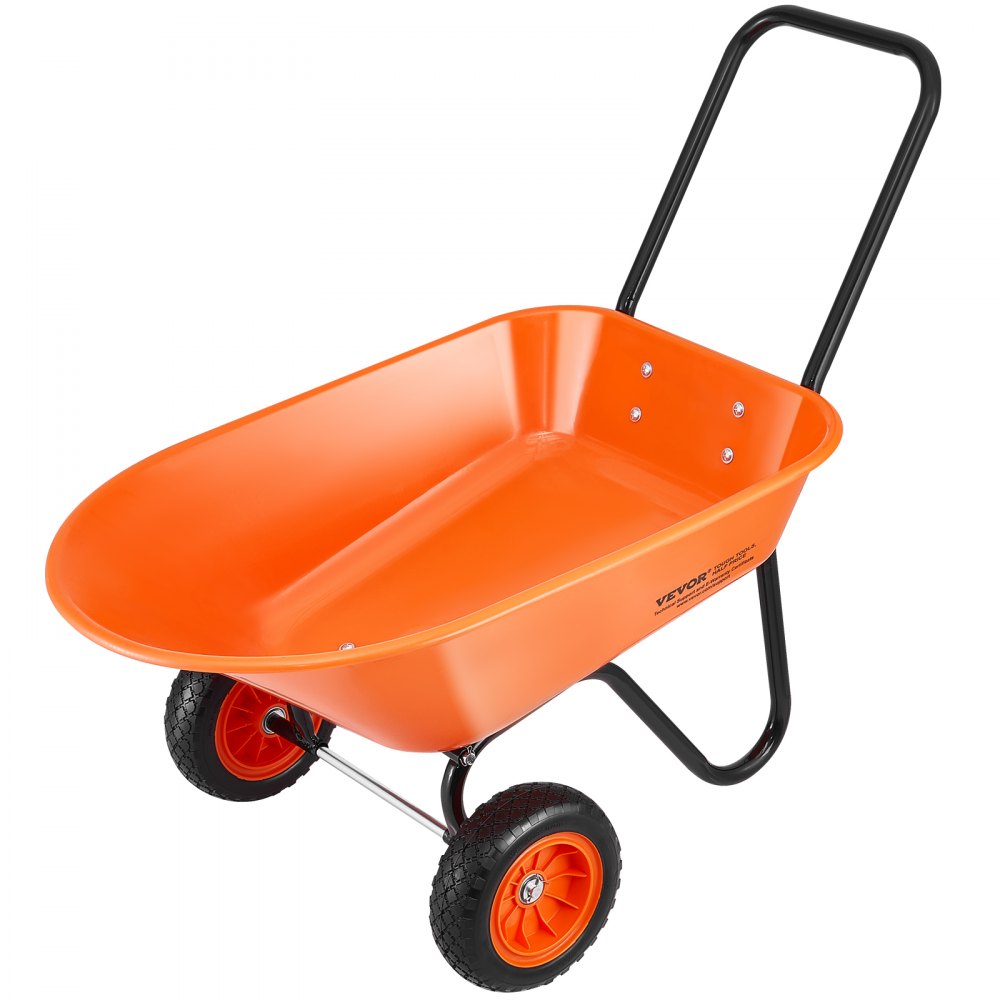 VEVOR Wheelbarrow Cart, 5 Cu. Ft. Load & 397 lbs Capacity, 2 Wheels Garden Dump Cart, Garden Wagon with Handle &  10"  Wide Track Wheels, Easy Loading Utility Yard Cart & Wagons for Outdoor Lawn Yard