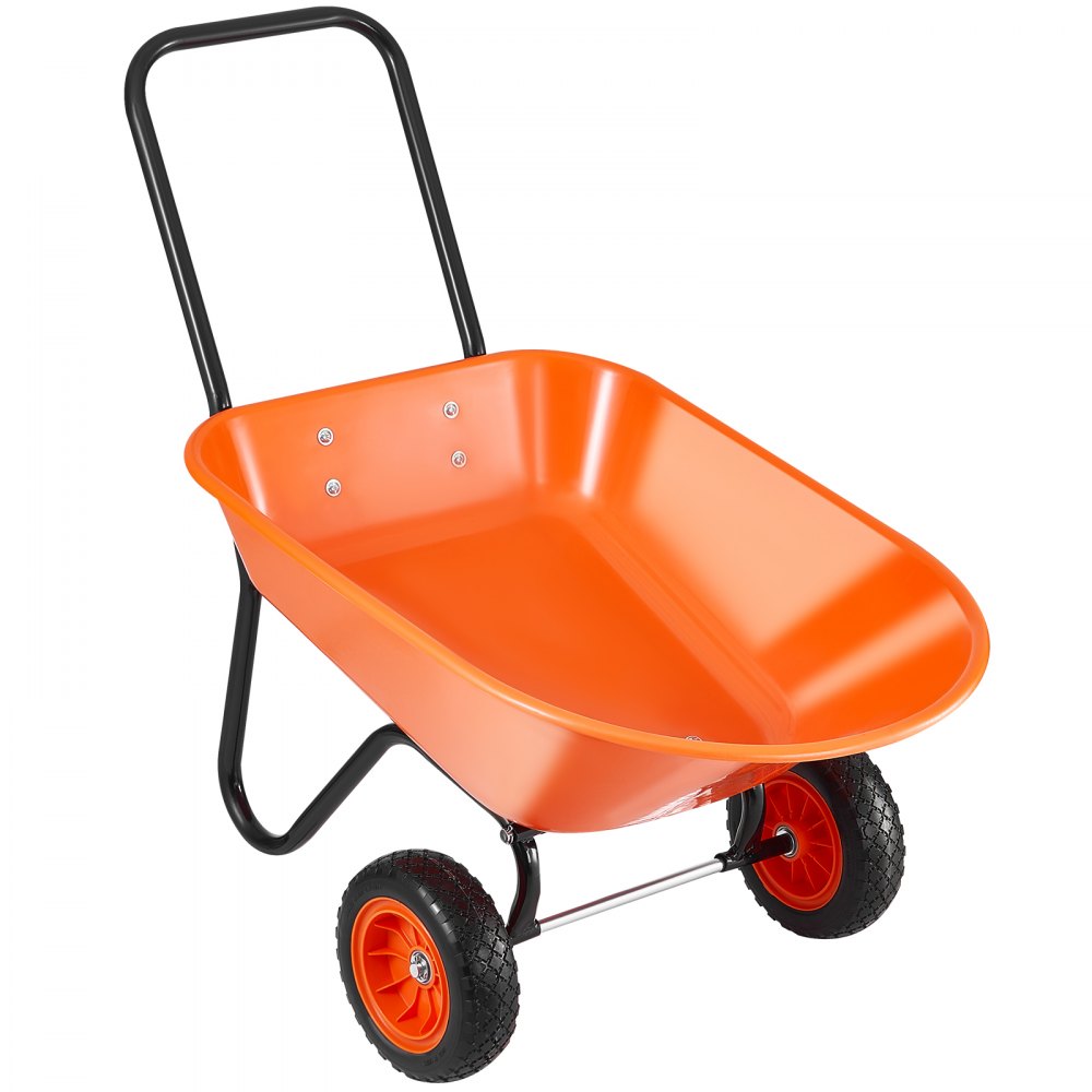 VEVOR Wheelbarrow Cart, 5 Cu. Ft. Load & 397 lbs Capacity, 2 Wheels Garden Dump Cart, Garden Wagon with Handle &  10"  Wide Track Wheels, Easy Loading Utility Yard Cart & Wagons for Outdoor Lawn Yard