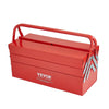 VEVOR Metal Tool Box, 18-inch, 3-Tier 5-Tray Portable Folding Tool Chest Organizer with Handle & Lock Hole, Powder Coated Steel, Cantilever Toolbox for Household Factory Warehouse Repair Shop, Red
