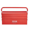 VEVOR Metal Tool Box, 18-inch, 3-Tier 5-Tray Portable Folding Tool Chest Organizer with Handle & Lock Hole, Powder Coated Steel, Cantilever Toolbox for Household Factory Warehouse Repair Shop, Red