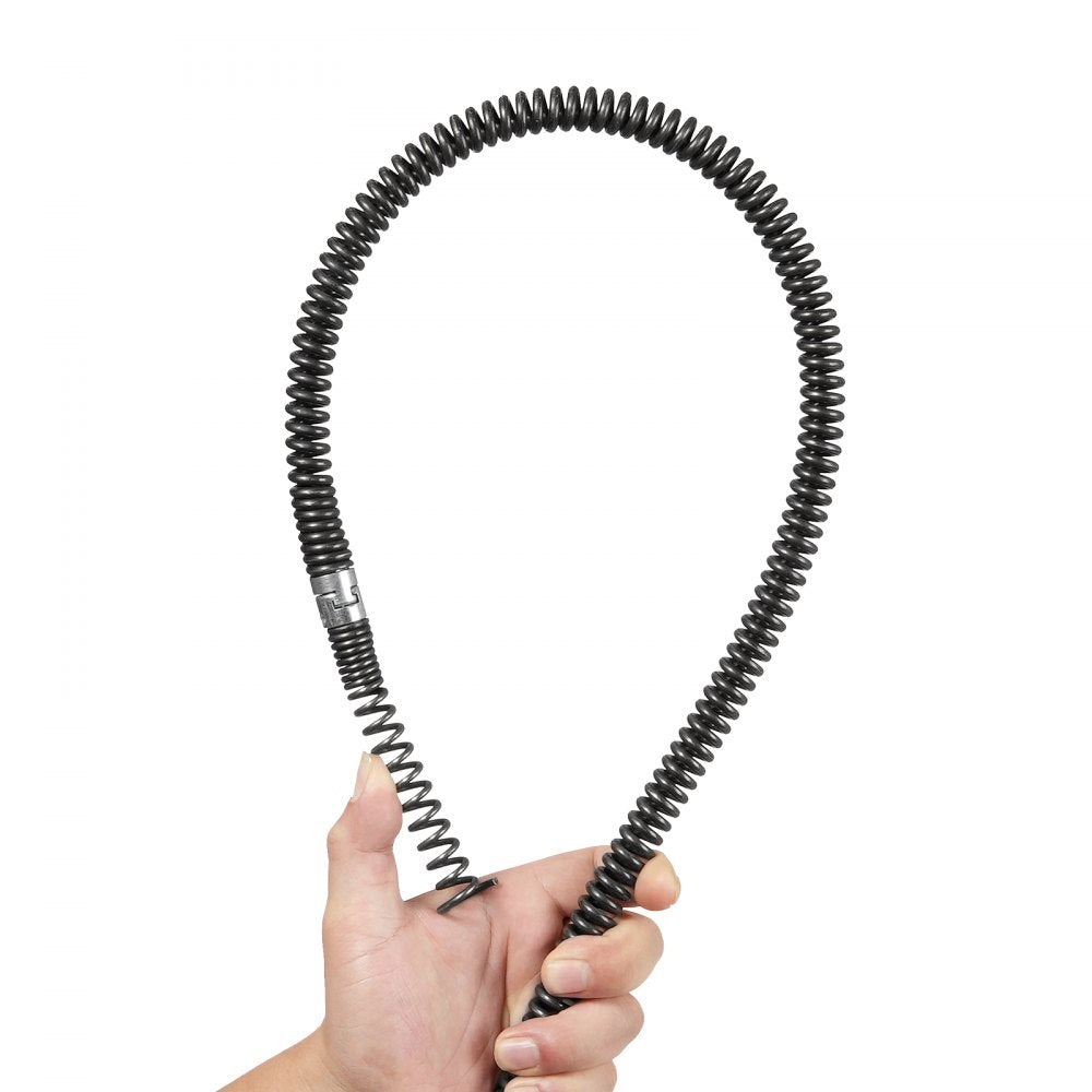 VEVOR Drain Cleaning Cable 100 FT x 5/8 Inch, Professional Sectional Drain Cleaner Cable with 7 Cutters for 0.8" to 3.9" Pipes, Hollow Core Sewer Drain Auger Cable for Sink, Floor Drain, Toilet