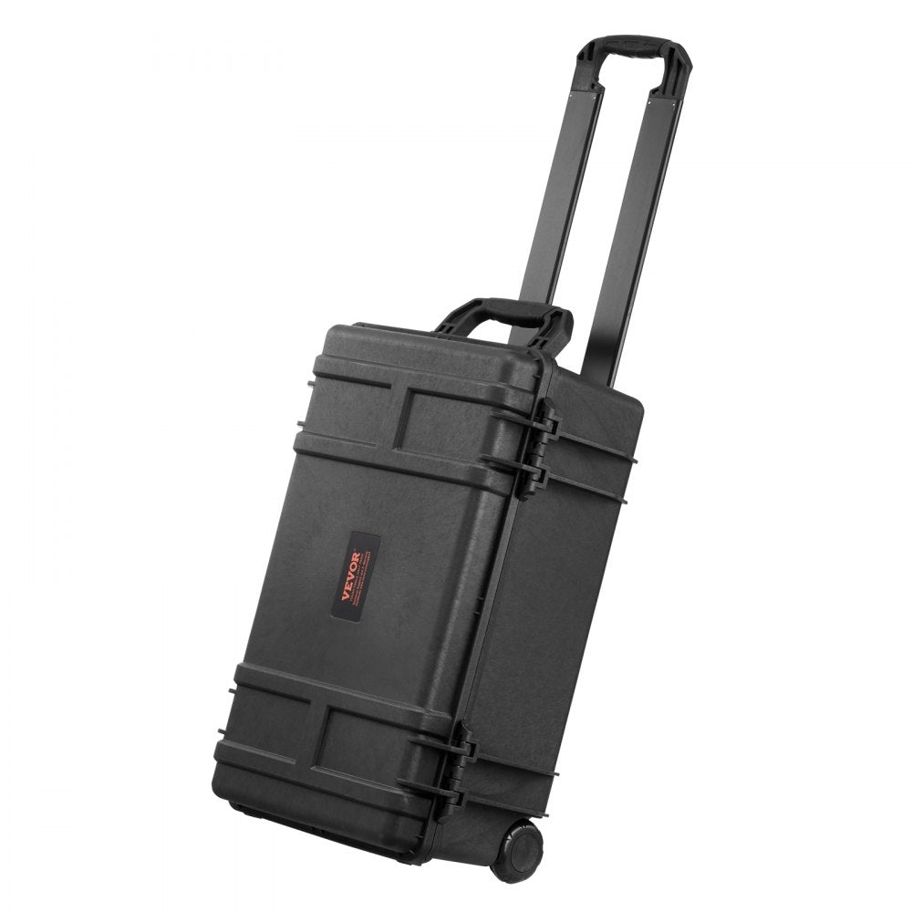 VEVOR Weatherproof Hard Case, Heavy Duty Protective Dry Box Case with Pre-cut Foam, Wheels & Retractable Pull Handles for Travel, Hunt, Military, Tactical, IP67 Waterproof Case for Cameras (64x51x25)