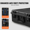 VEVOR Weatherproof Hard Case, Heavy Duty Protective Dry Box Case with Pre-cut Foam, and Retractable Pull Handles for Travel, Hunting, Military, Tactical, IP67 Waterproof Case for Cameras (56.1x37x26)