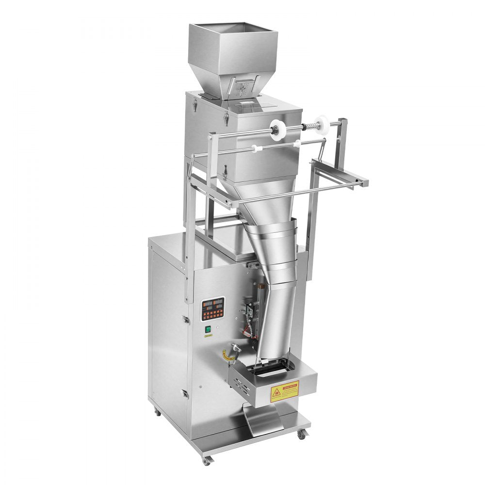 VEVOR Powder Filling and Sealing Machine, 10-999g(0.02-2.2lbs) Automatic Particle Granule Packaging Machine, Stainless Steel, Weighing Filling Sealing, for Coffee Beans, Grains, Tea, Spices, Silver