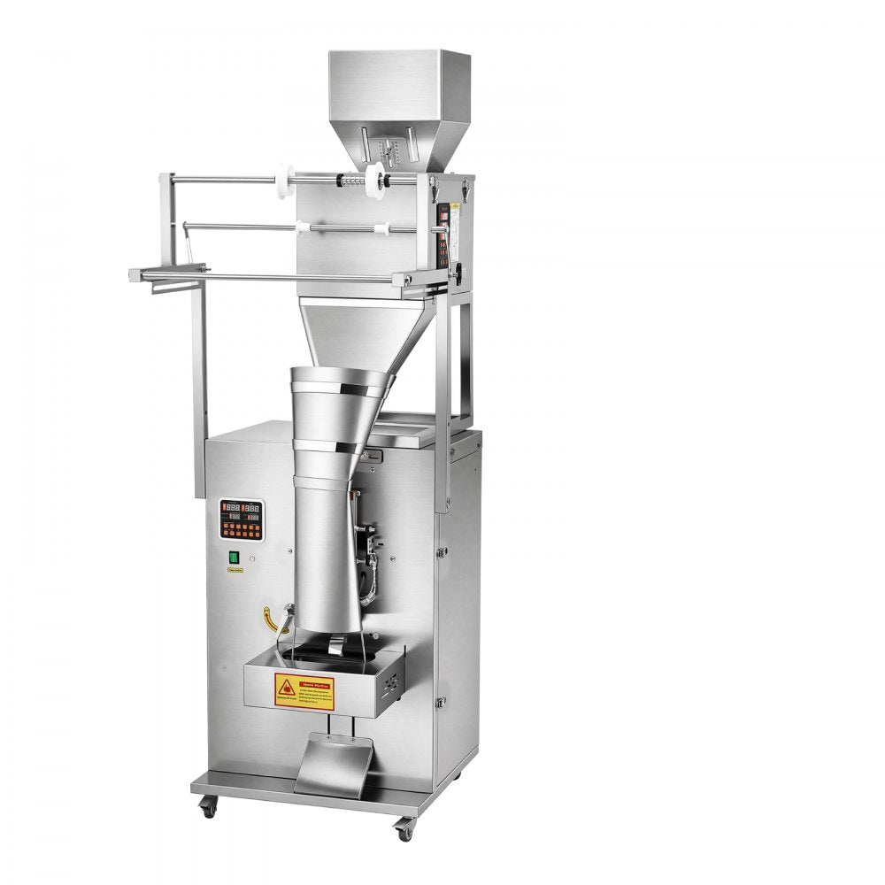 VEVOR Powder Filling and Sealing Machine, 10-999g(0.02-2.2lbs) Automatic Particle Granule Packaging Machine, Stainless Steel, Weighing Filling Sealing, for Coffee Beans, Grains, Tea, Spices, Silver