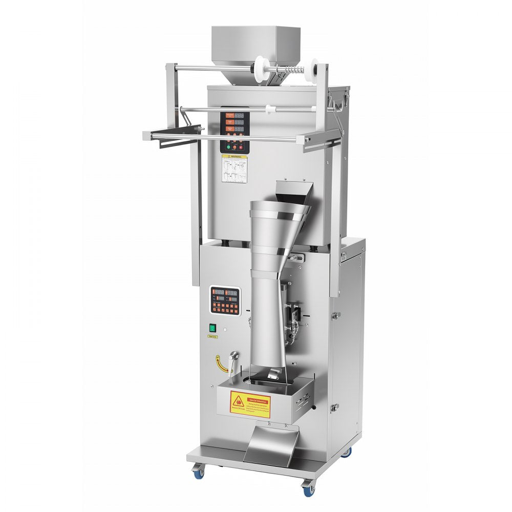 VEVOR Powder Filling and Sealing Machine, 10-500g(0.02-1.1lbs) Automatic Particle Granule Packaging Machine, Stainless Steel, Weighing Filling Sealing, for Coffee Beans, Grains, Tea, Spices, Silver