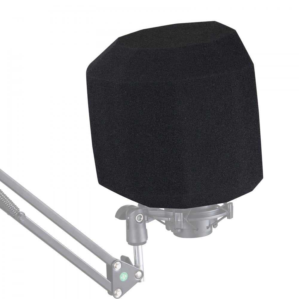 VEVOR Microphone Isolation Sphere, Dense Acoustic Foam, Wind Noise Shield featuring a Two-Layer Pop Filter, Fits Microphones 1.57 to 2.36 inches, Vocal Booth for Echo Minimization